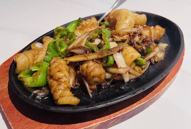 铁板孜然鱿鱼Calmars saute au cumin, cumin calamari